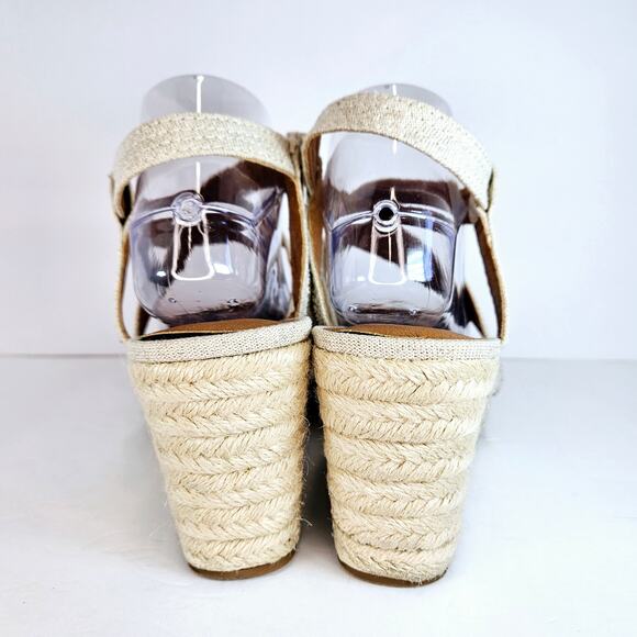 Lucky‎ Brand Maeli Beige Gold Strappy Espadrille Wedge Sandals Size 10M - Picture 3 of 7